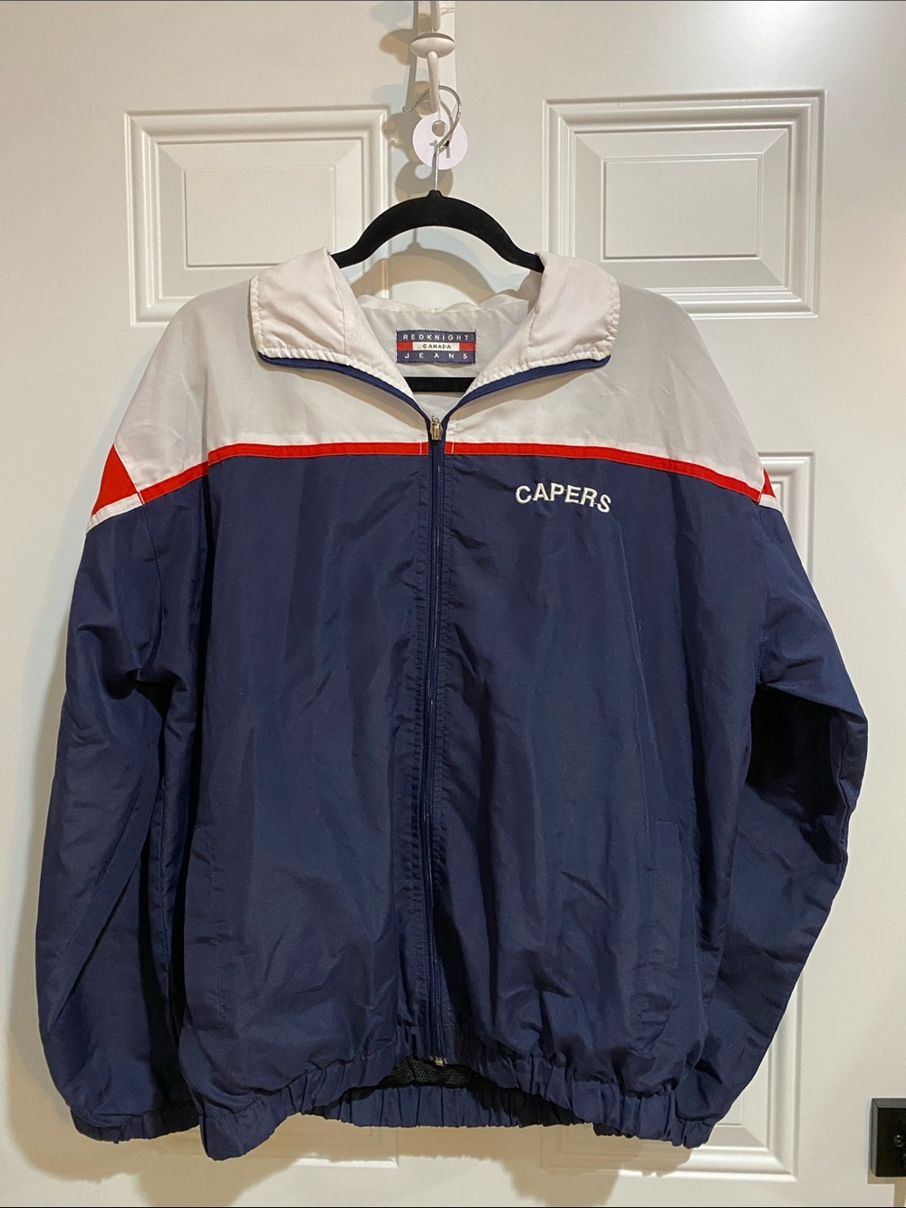Capers Navy, White & Red Retro Windbreaker Jacket